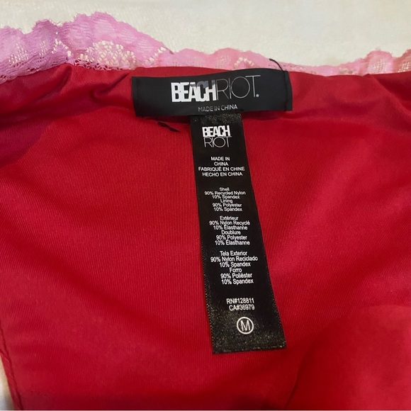 New! Beach Riot Soleil Red ribbed lace trim string Bikini Bottom 3951 - Picture 3 of 8